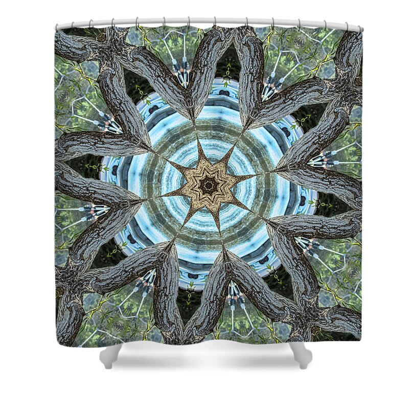 Wood Links Abstract art Kaleidoscope - Shower Curtain