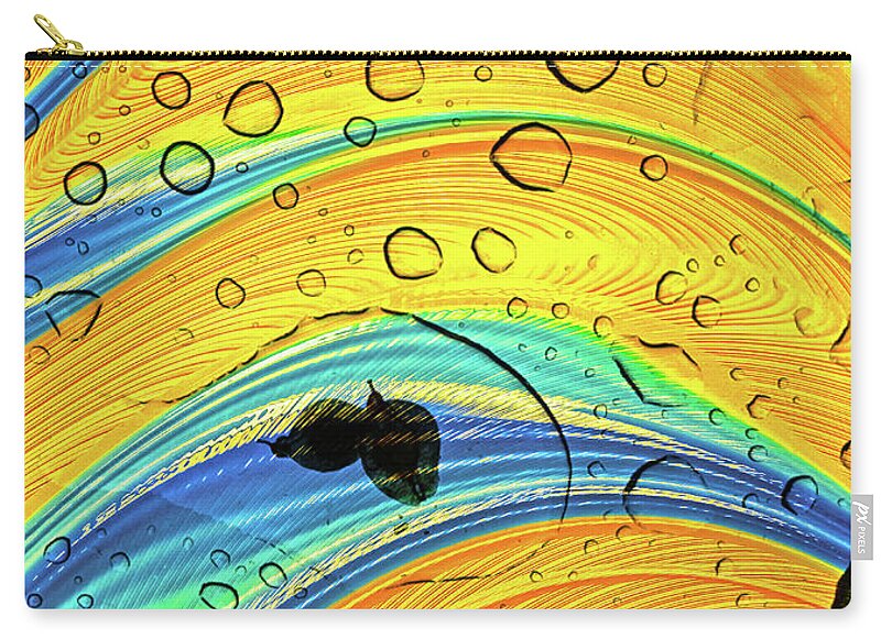 Yellows and Blues Water Droplets and Leaves - Zip Pouch
