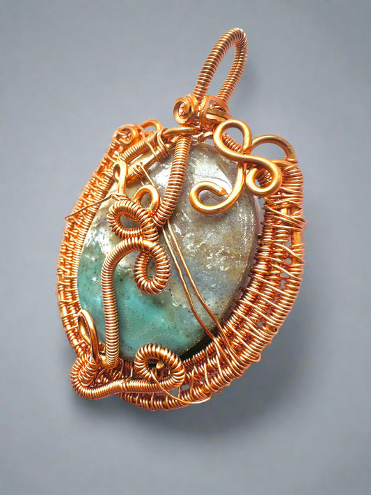 Supreme Nurturer Ocean Jasper Copper wrapped Pendant