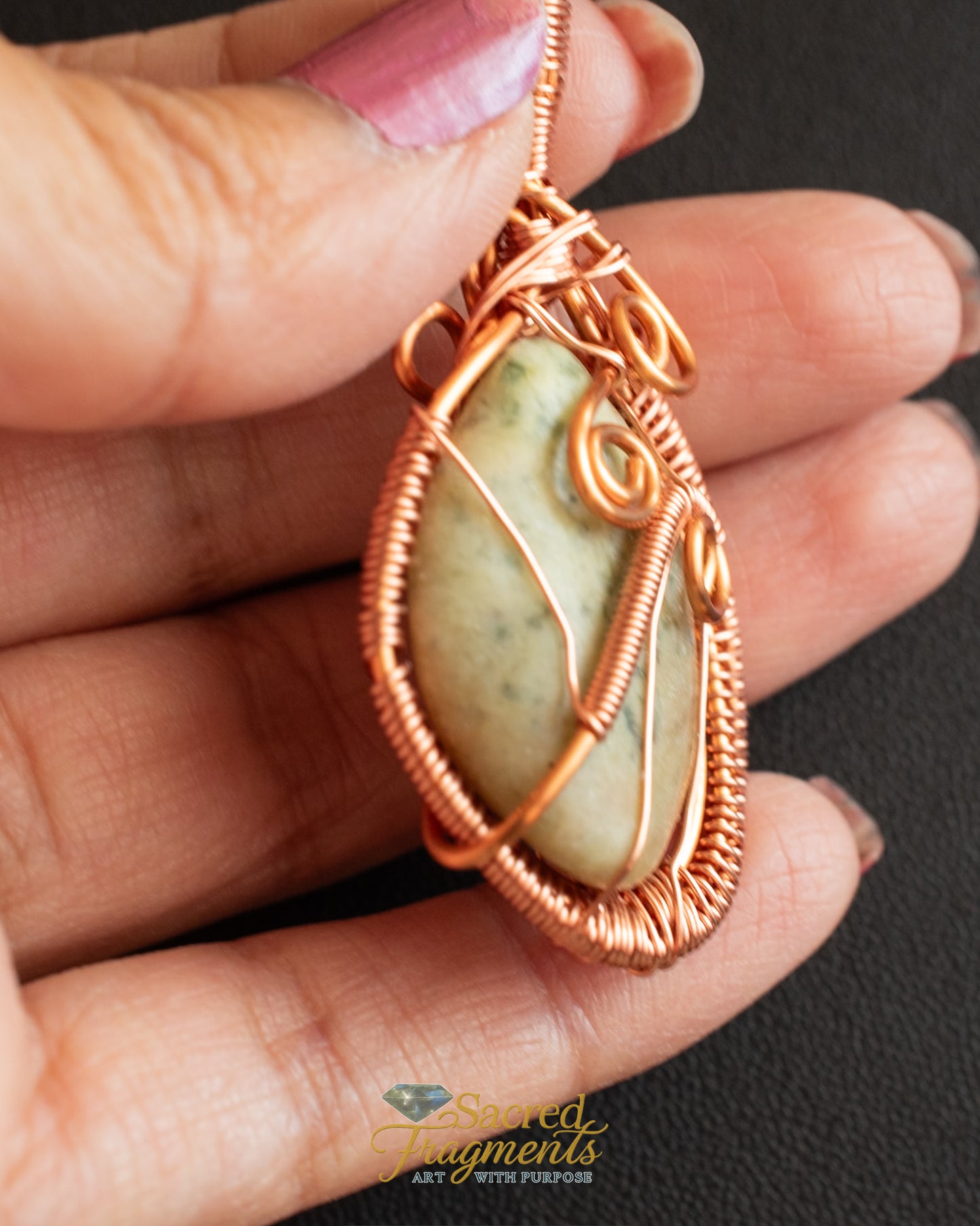 Lucky & Balanced Copper-Wrapped Jade Pendant
