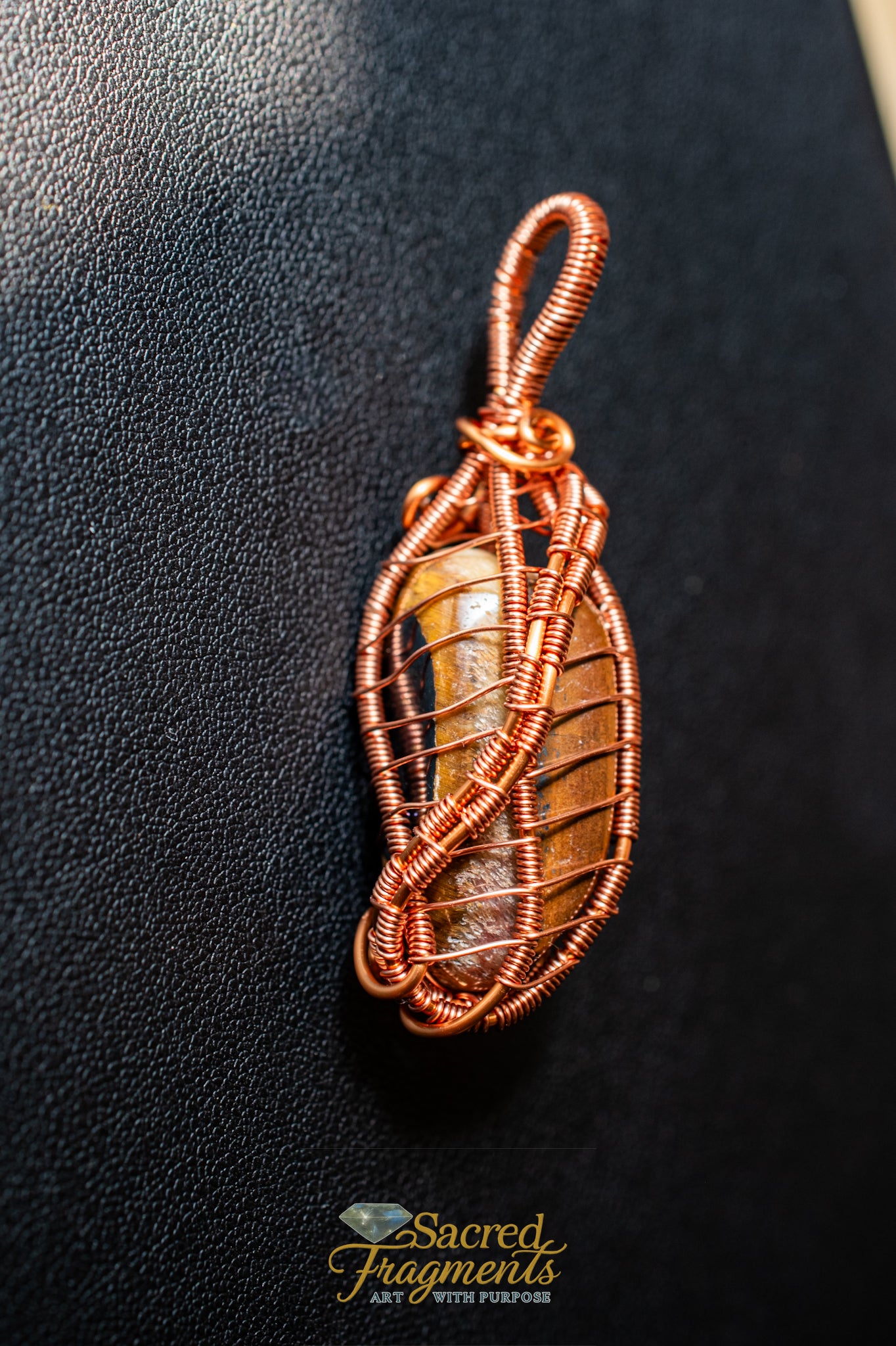 Tiger Iron Copper Wrapped Pendant