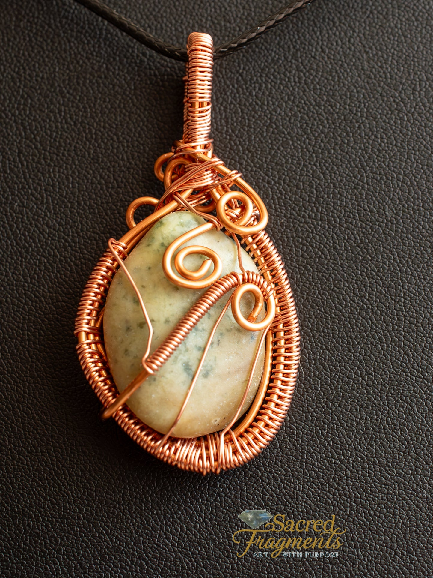 Lucky & Balanced Copper-Wrapped Jade Pendant
