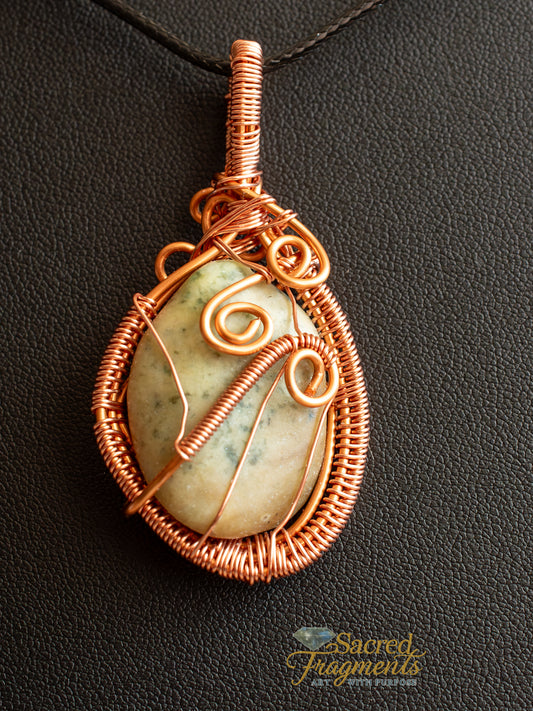 Lucky & Balanced Copper-Wrapped Jade Pendant