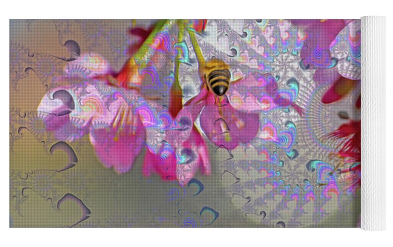 Bee Flying into a Flower with an Orb and Colorful Overlay 1 - Yoga Mat