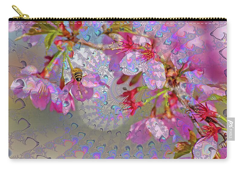 Bee Flying into a Flower with an Orb and Colorful Overlay 1 - Zip Pouch