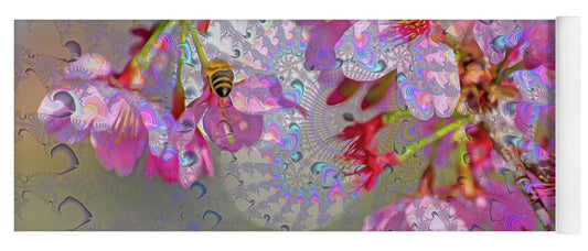 Bee Flying into a Flower with an Orb and Colorful Overlay 1 - Yoga Mat