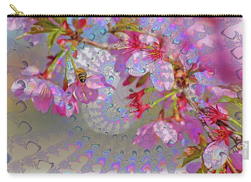 Bee Flying into a Flower with an Orb and Colorful Overlay 1 - Zip Pouch