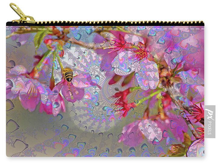 Bee Flying into a Flower with an Orb and Colorful Overlay 1 - Zip Pouch