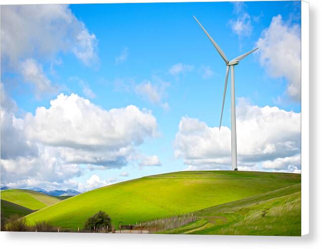 Clouds Over the Hills and Turbines 1 - Canvas Print