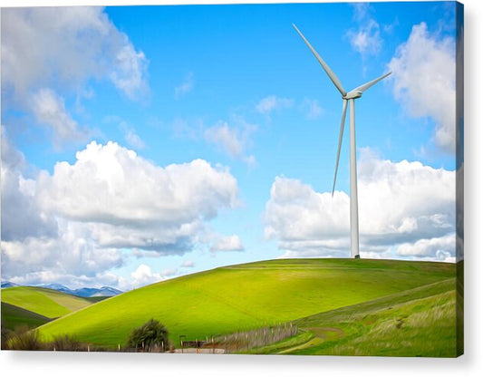 Clouds Over the Hills and Turbines 1 - Acrylic Print