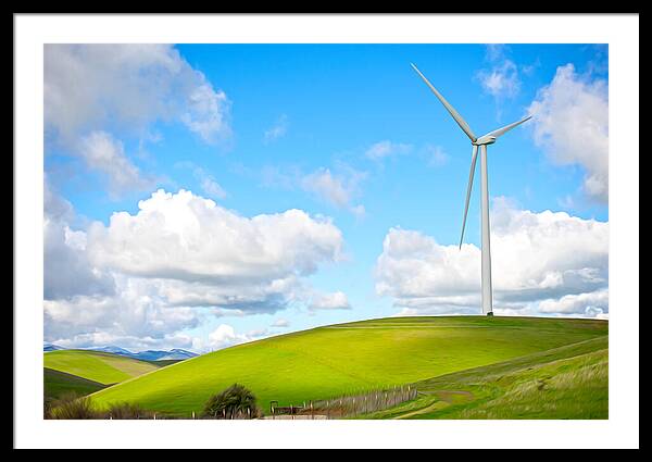 Clouds Over the Hills and Turbines 1 - Framed Print