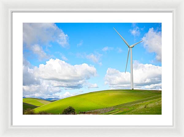 Clouds Over the Hills and Turbines 1 - Framed Print