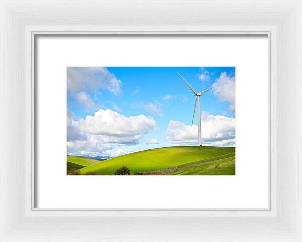 Clouds Over the Hills and Turbines 1 - Framed Print