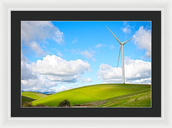 Clouds Over the Hills and Turbines 1 - Framed Print
