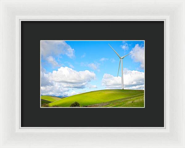 Clouds Over the Hills and Turbines 1 - Framed Print