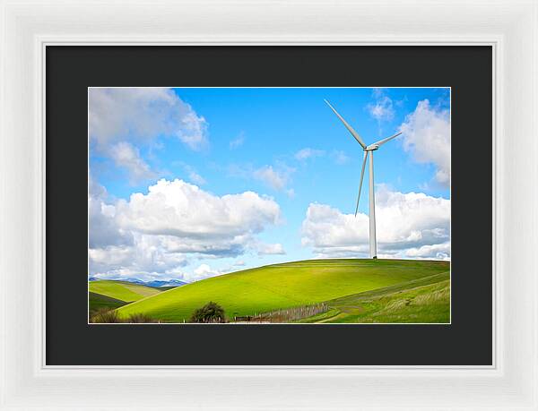 Clouds Over the Hills and Turbines 1 - Framed Print