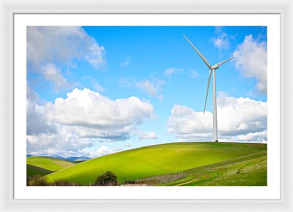 Clouds Over the Hills and Turbines 1 - Framed Print