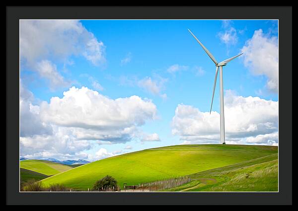 Clouds Over the Hills and Turbines 1 - Framed Print