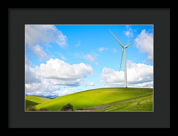 Clouds Over the Hills and Turbines 1 - Framed Print