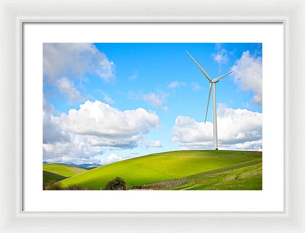 Clouds Over the Hills and Turbines 1 - Framed Print