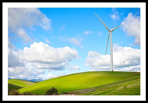Clouds Over the Hills and Turbines 1 - Framed Print