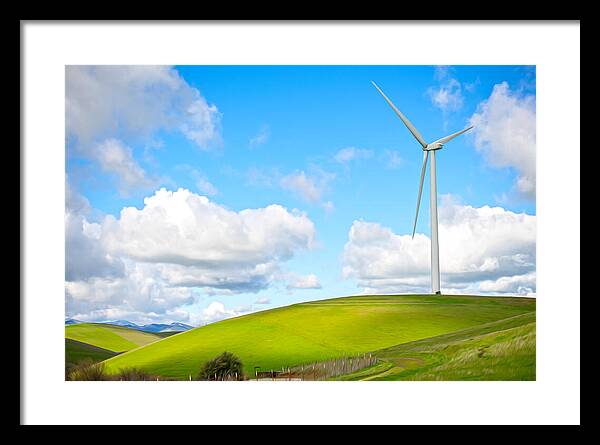 Clouds Over the Hills and Turbines 1 - Framed Print