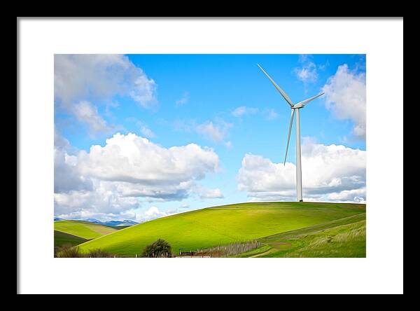 Clouds Over the Hills and Turbines 1 - Framed Print
