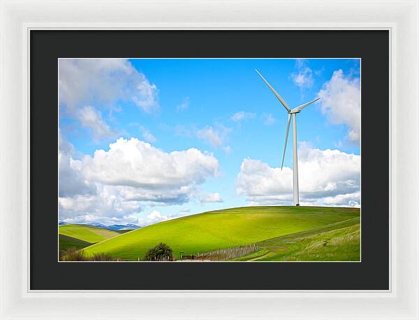 Clouds Over the Hills and Turbines 1 - Framed Print