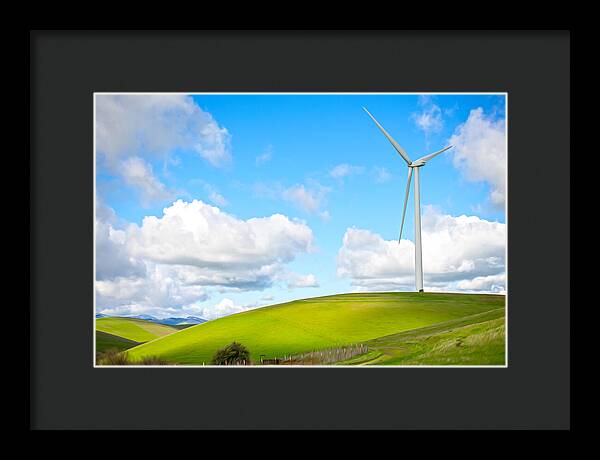 Clouds Over the Hills and Turbines 1 - Framed Print
