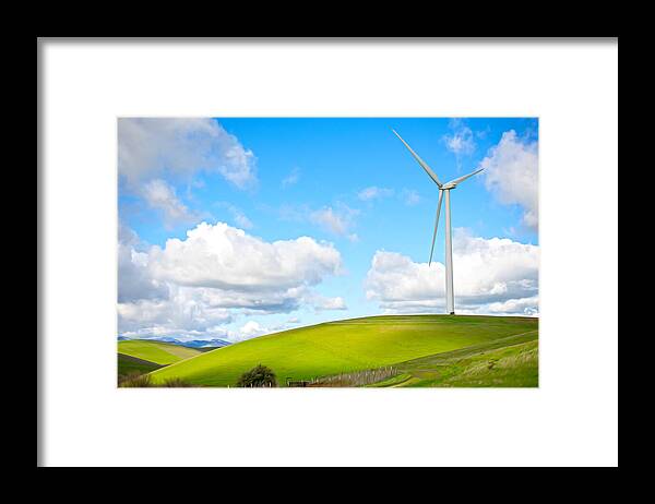Clouds Over the Hills and Turbines 1 - Framed Print