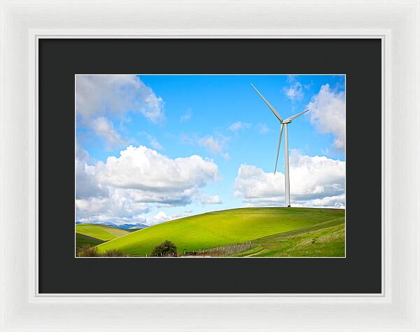 Clouds Over the Hills and Turbines 1 - Framed Print