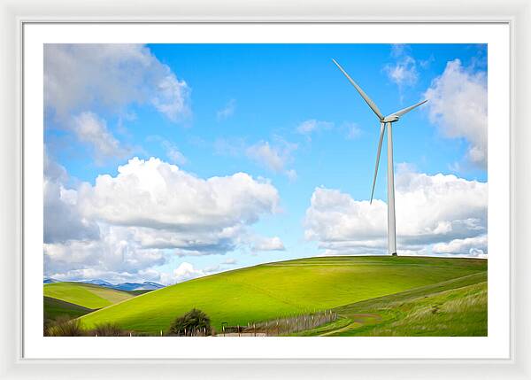 Clouds Over the Hills and Turbines 1 - Framed Print
