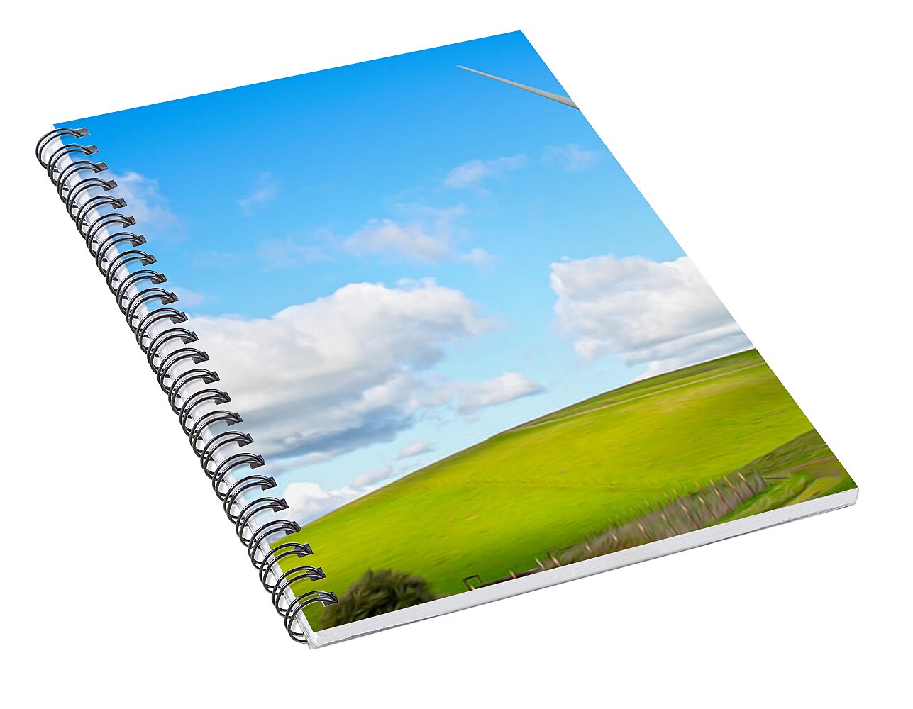 Clouds Over the Hills and Turbines 1 - Spiral Notebook
