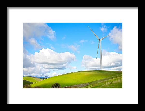 Clouds Over the Hills and Turbines 1 - Framed Print