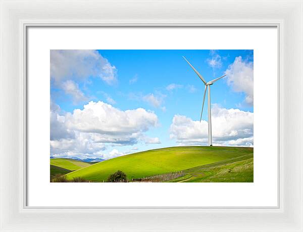 Clouds Over the Hills and Turbines 1 - Framed Print