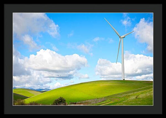 Clouds Over the Hills and Turbines 1 - Framed Print