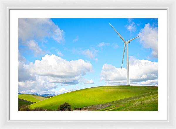 Clouds Over the Hills and Turbines 1 - Framed Print