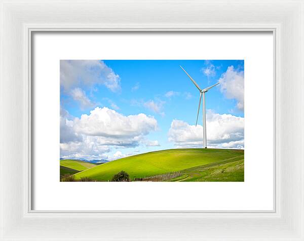 Clouds Over the Hills and Turbines 1 - Framed Print