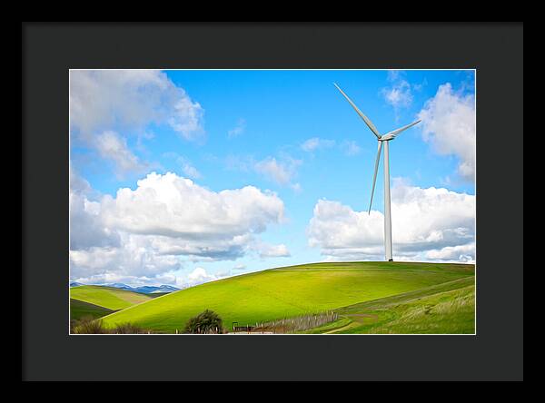 Clouds Over the Hills and Turbines 1 - Framed Print