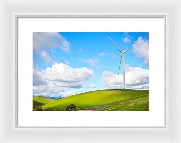 Clouds Over the Hills and Turbines 1 - Framed Print