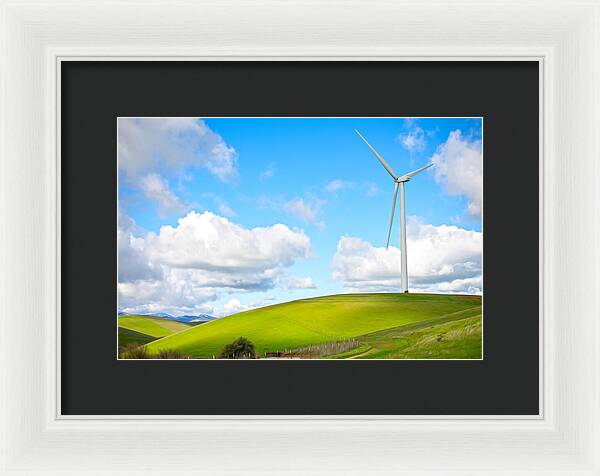 Clouds Over the Hills and Turbines 1 - Framed Print