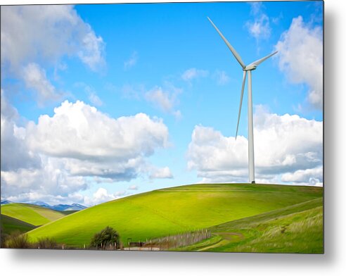 Clouds Over the Hills and Turbines 1 - Metal Print