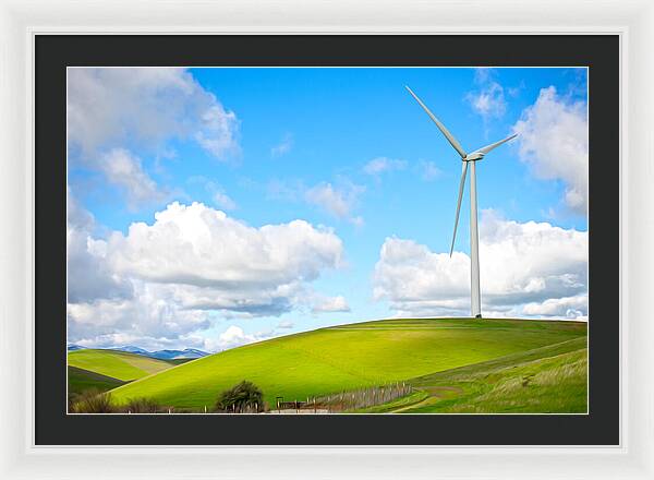 Clouds Over the Hills and Turbines 1 - Framed Print