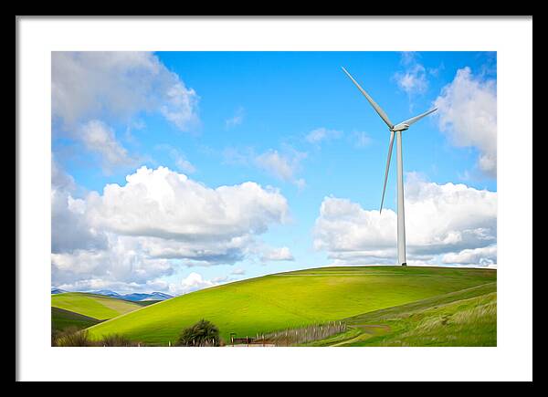 Clouds Over the Hills and Turbines 1 - Framed Print