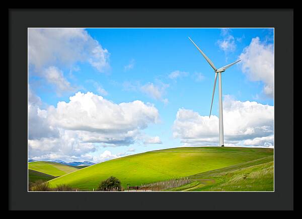 Clouds Over the Hills and Turbines 1 - Framed Print
