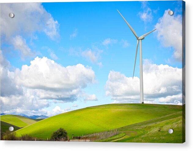 Clouds Over the Hills and Turbines 1 - Acrylic Print