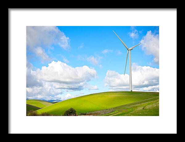 Clouds Over the Hills and Turbines 1 - Framed Print