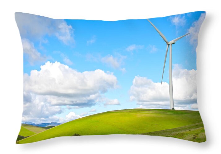 Clouds Over the Hills and Turbines 1 - Throw Pillow