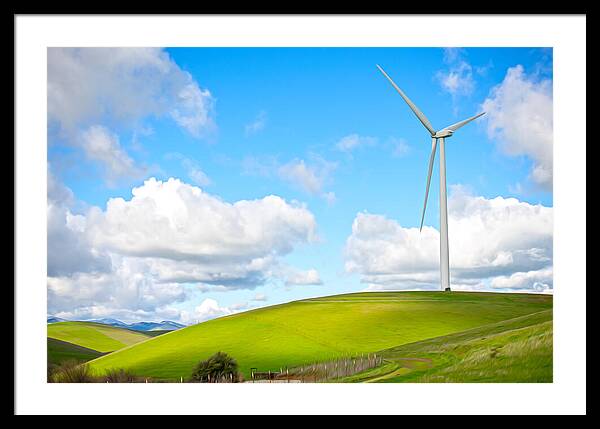 Clouds Over the Hills and Turbines 1 - Framed Print