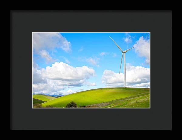 Clouds Over the Hills and Turbines 1 - Framed Print